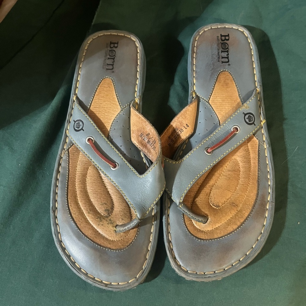 Børn Blue and Tan Sandals